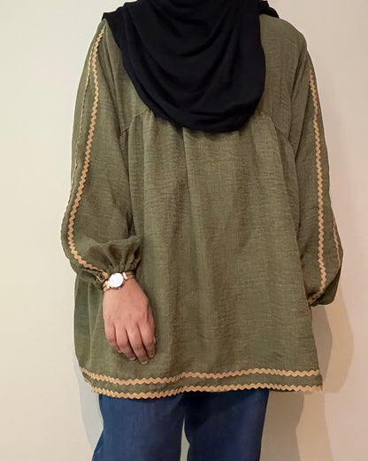 Embroidery linen blouse