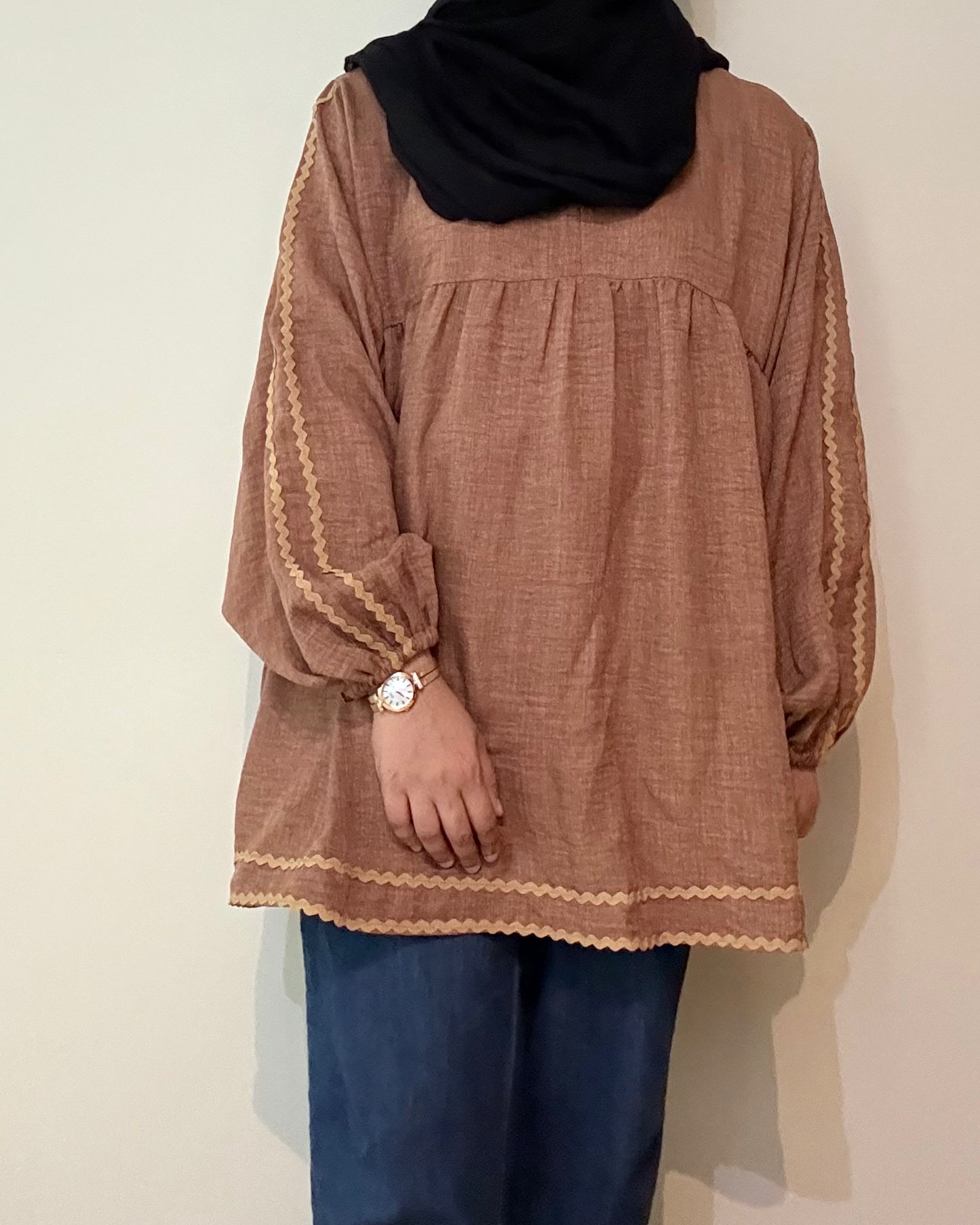 Embroidery linen blouse